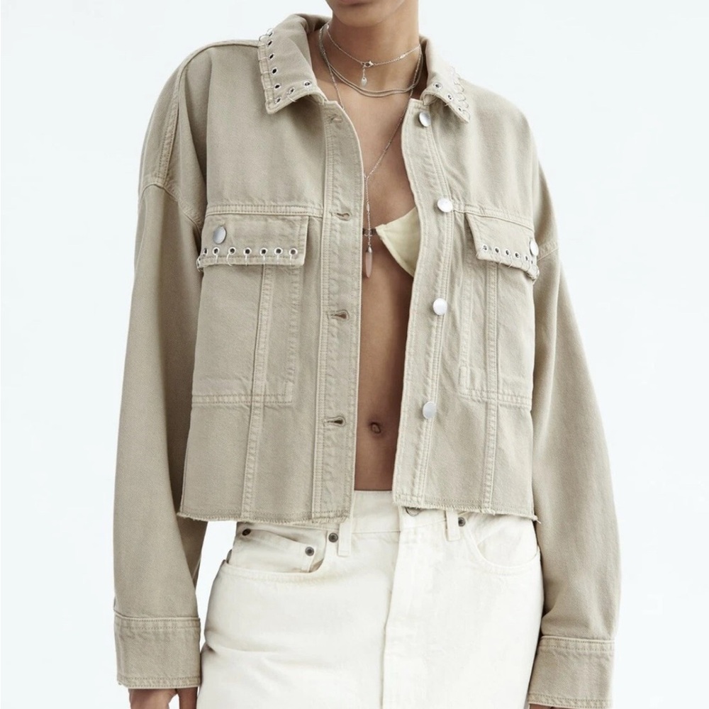 Zara Tan Jean Jacket with Stud Details